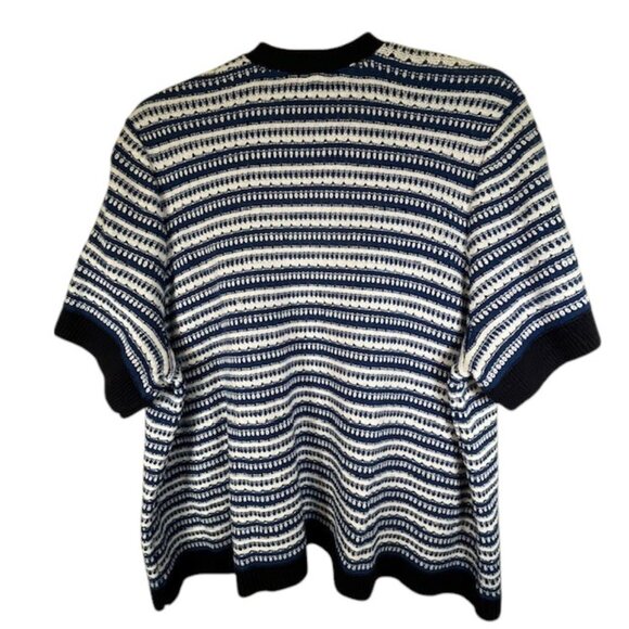 Lane Bryant Plus Size Blue & White Open Weave Short Sleeve Cardigan- Size 26/28 - Picture 6 of 8